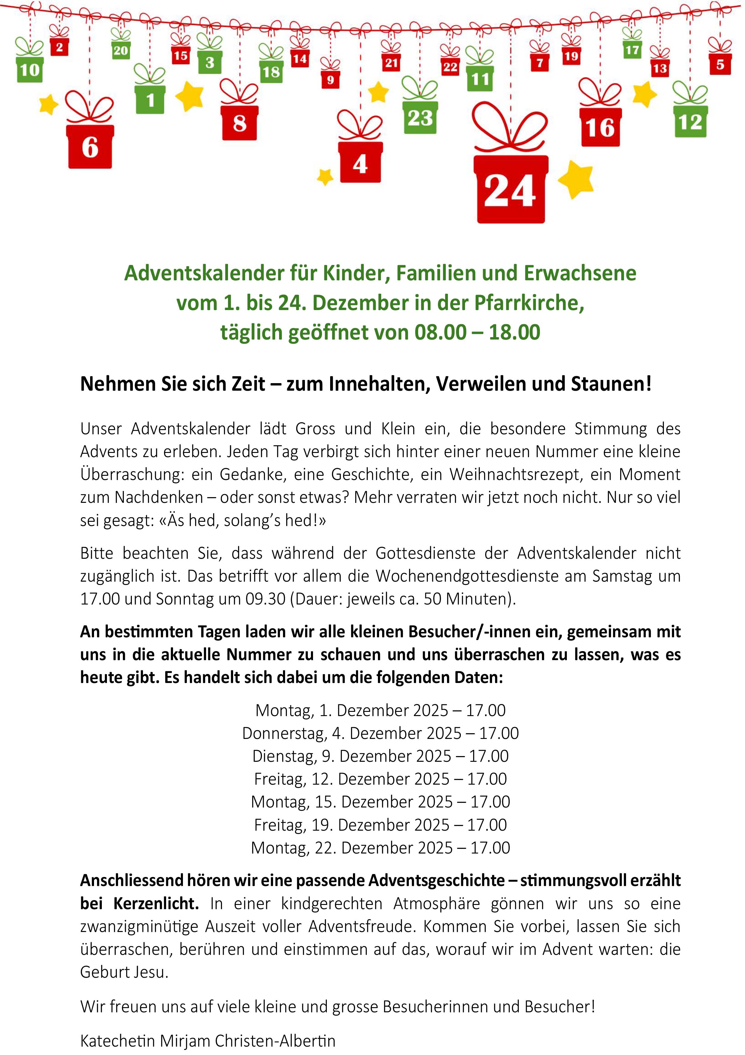 Flyer Adventskalender 2025 Homepage