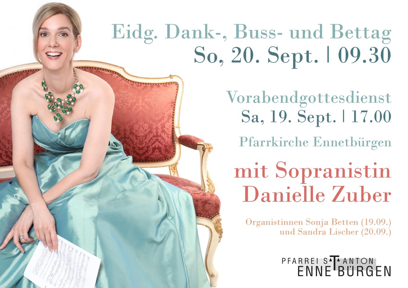 Eidg. Dank-, Buss- und Bettag mit Sopranistin Danielle Zuber